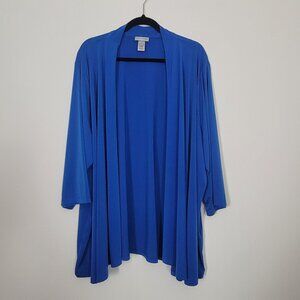 Catherines Duster Cardigan Plus Sz 4X 30W 32W Open Front BLUE preppy